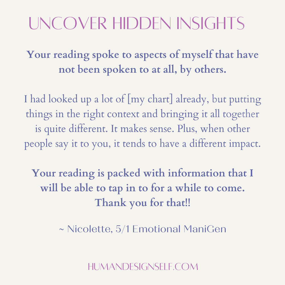 "It makes me feel unflawed - just brings awareness to skills I'm learning to develop in this life." ~ Neema 3/5 Generator